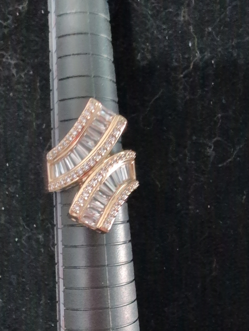 Diamonique Size 7 Bypass Ring
